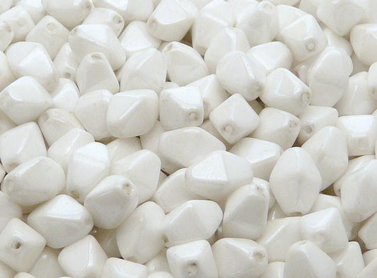 GB 1080 Czech pressed Glass Bicone Lantern Beads Opaque white Ceramic Look - per piece