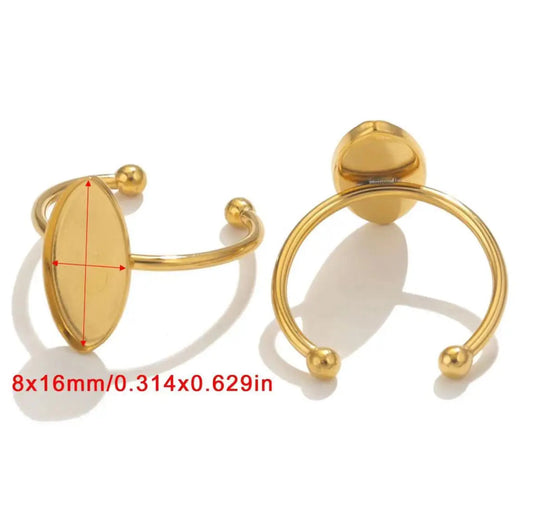 RB 924 marquise stainless steel gold ring - per piece