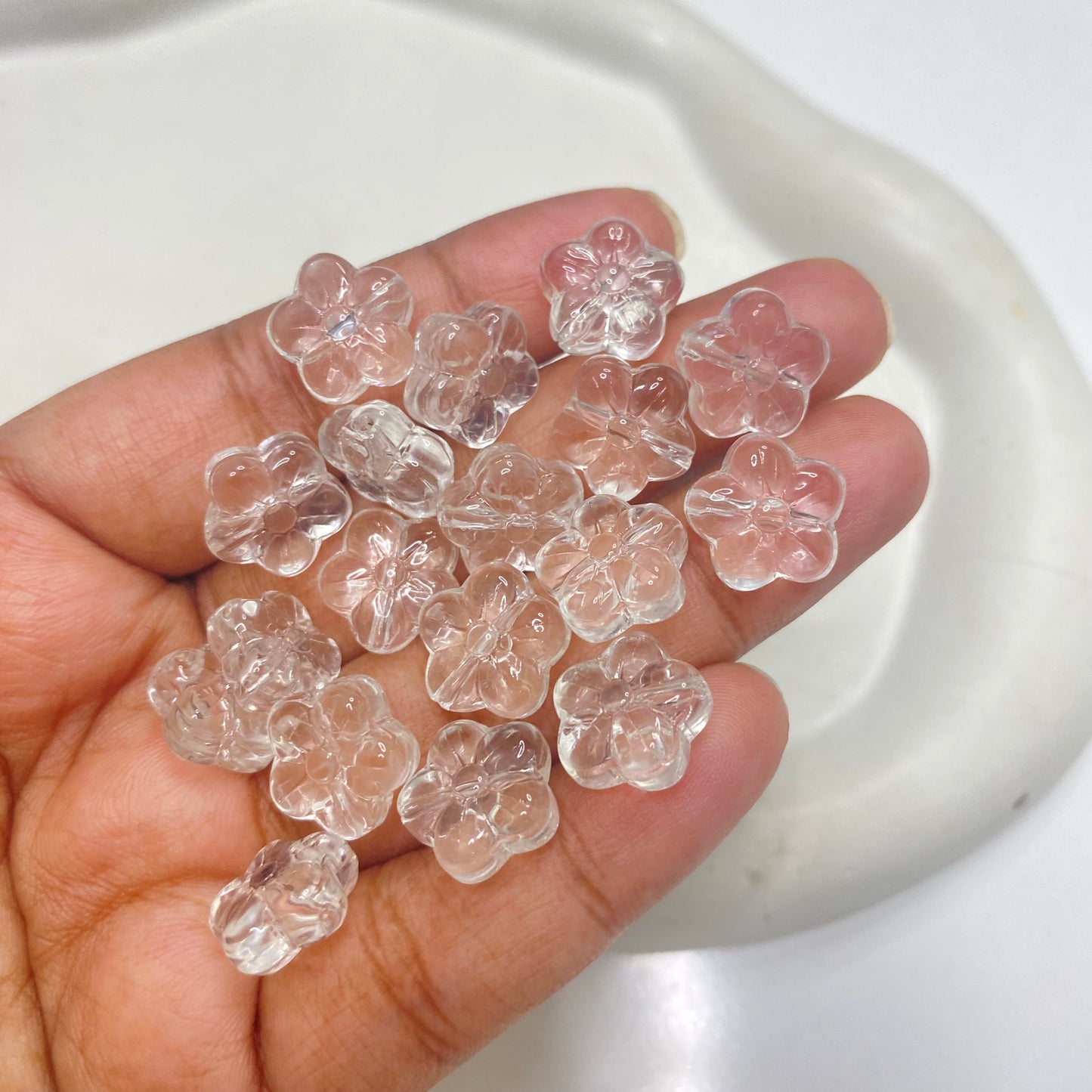 GB 2117 Clear flower glass bead ( 1 pc )