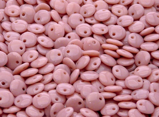 CB 1092 Czech pressed Glass Lentil Beads Opaque pink - per piece