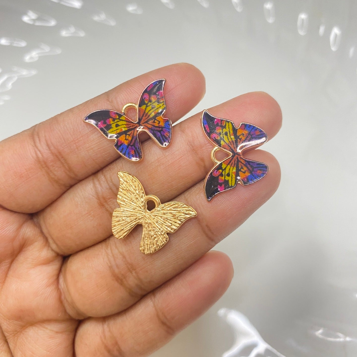 Ec 809 colourful big butterfly enamel charm