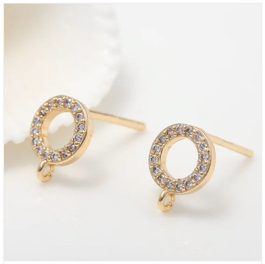 CZ552 zircon crystal round stud