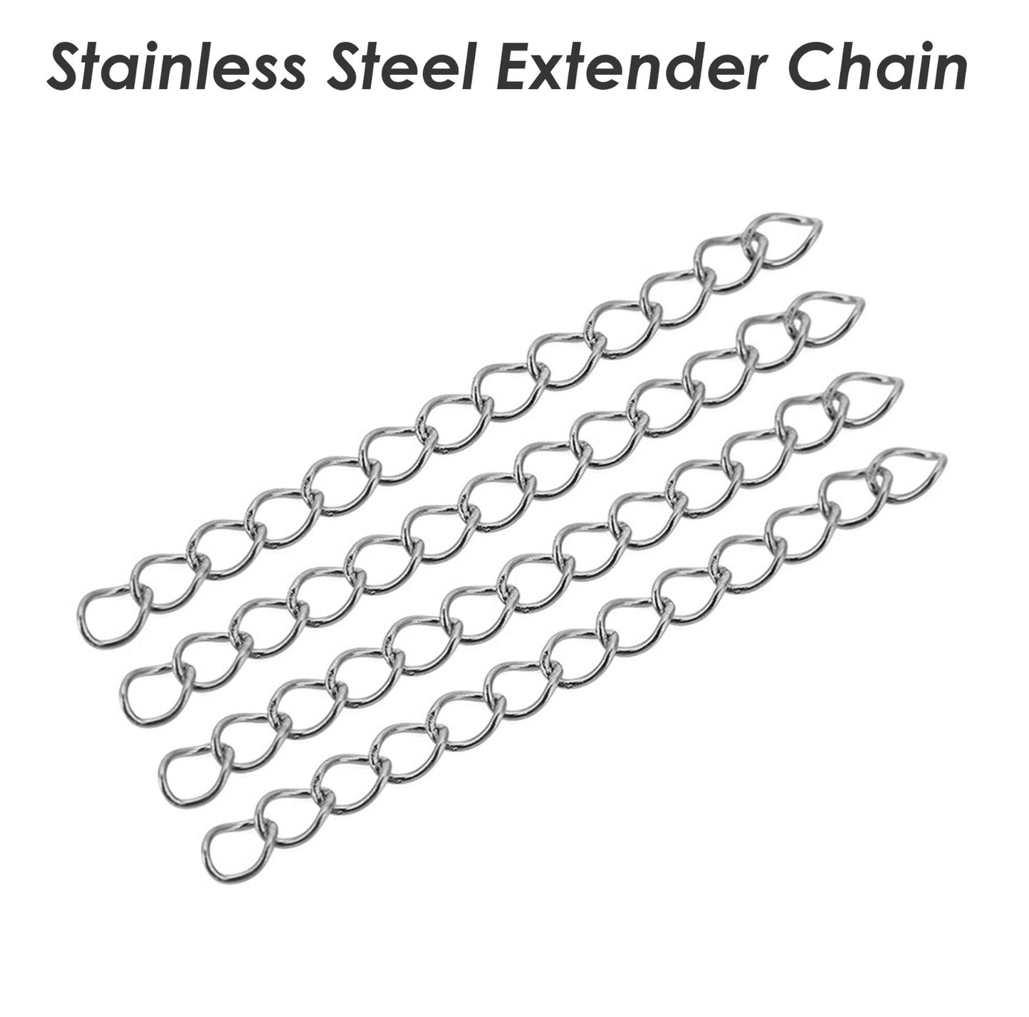 Stainless steel silver chain extension - anti tarnish - per piece