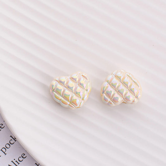 AC 1994 yellow Luminous heart uv plated holographic irrediscent Acrylic bead ( 1 pc )