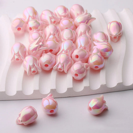 AC 1667 Tulip uv plated Acrylic bead ( 1 pc )