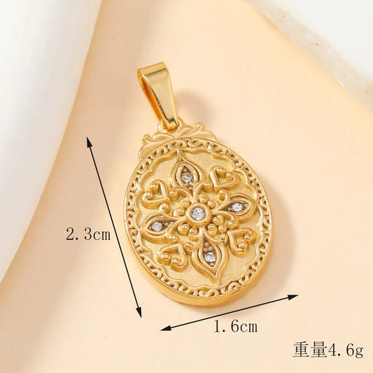 SS 1938 Oval flower zircon Stainless steel charm ( 1 pc ) Anti tarnish