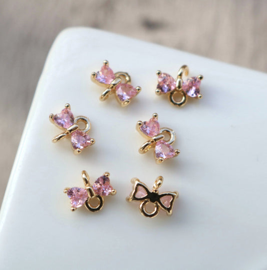 CZ454 Pink Butterfly CZ gold plated connector