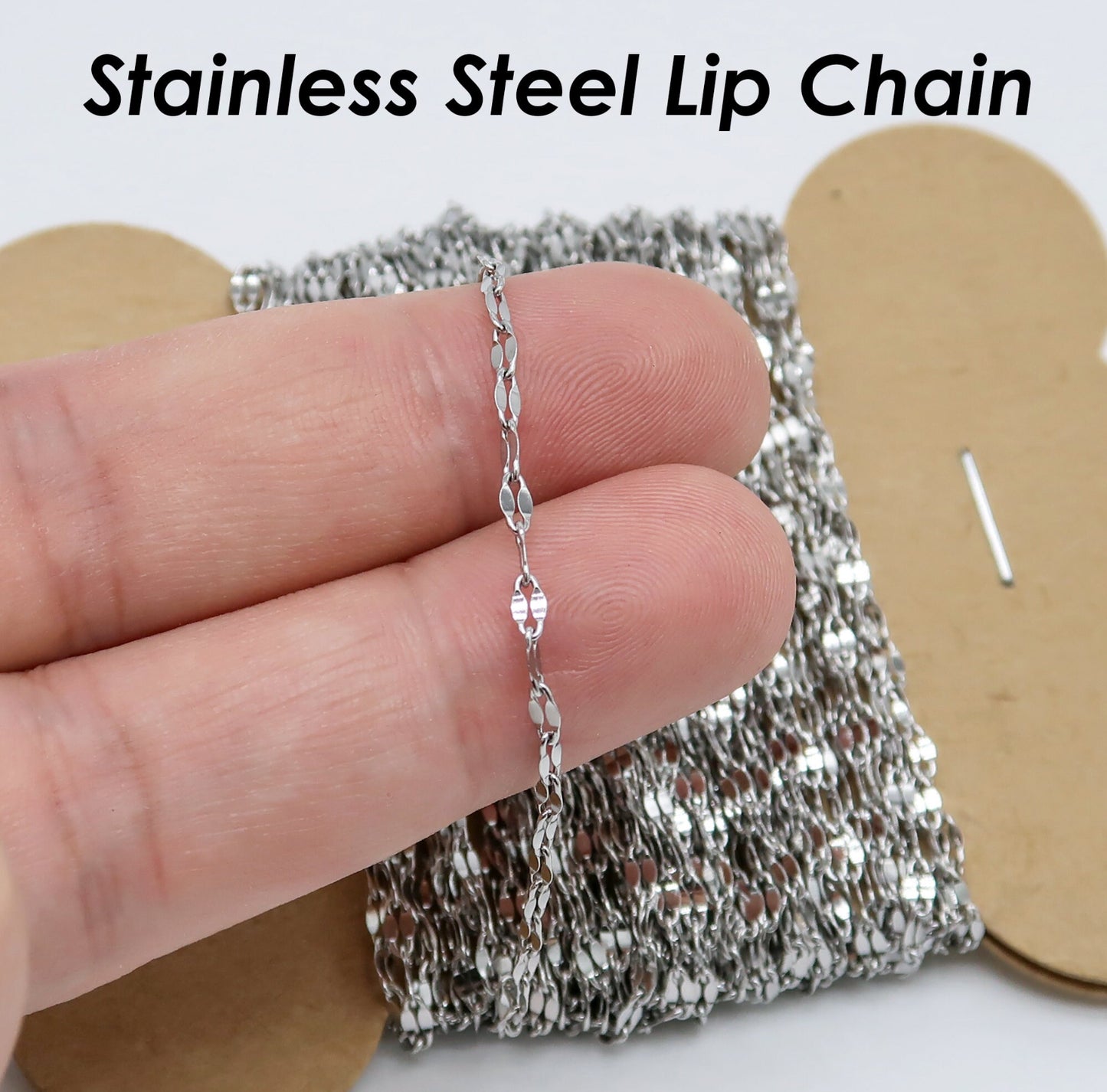 Lip chain silver stainless steel - anti tarnish - per feet