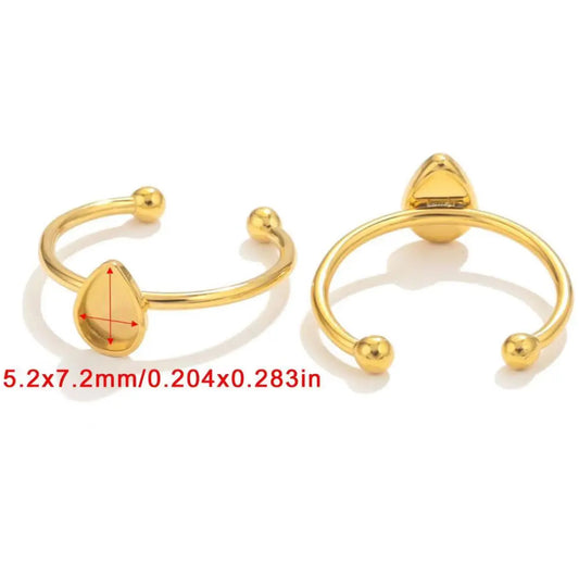 RB 921 Teardrop stainless steel gold ring - per piece