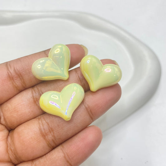 AC 1280 yellow shiny irrediscent heart Acrylic bead- per piece