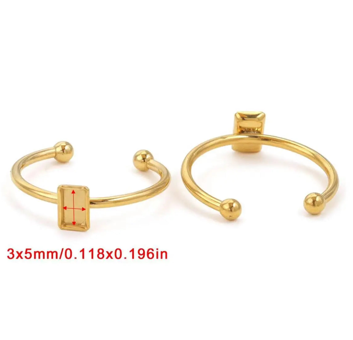 RB 917 Short Rectangle stainless steel gold ring - per piece