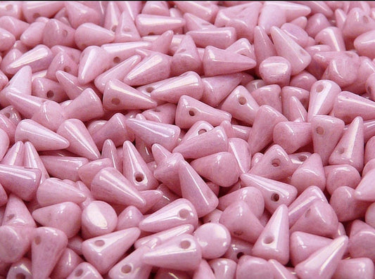 CB 1085 Czech Pressed Glass Spike Beads Opaque Light Rose Ceramic Look - per piece