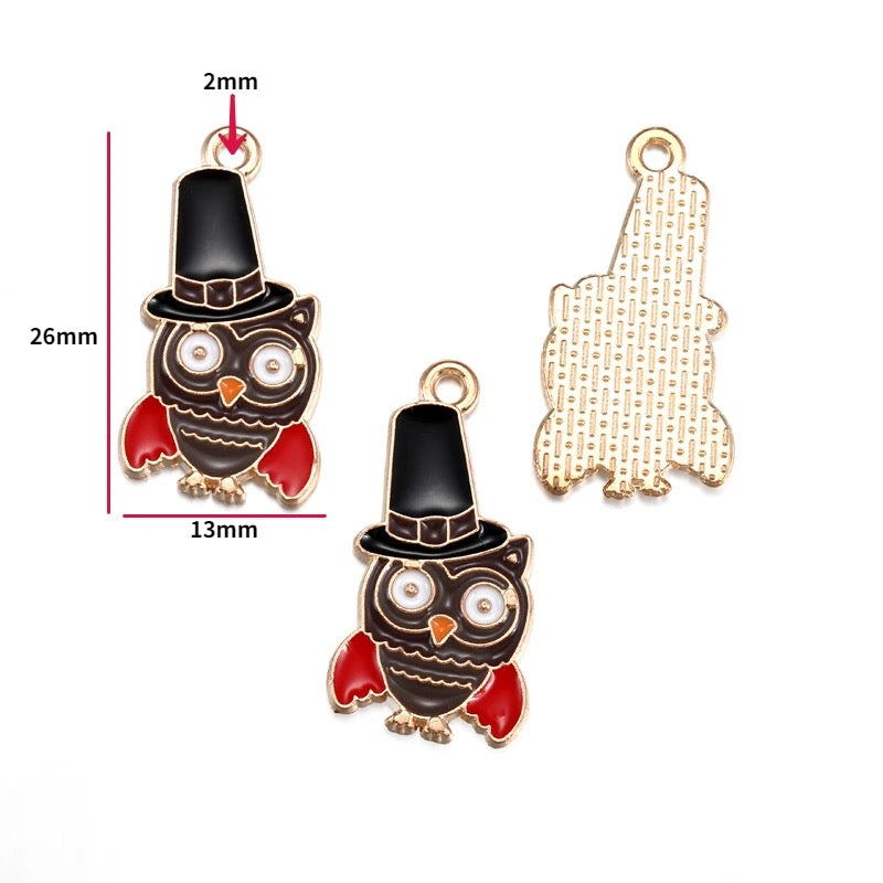 EC 1855 Owl with cap enamel charm ( 1 pc )