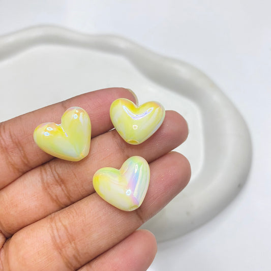 AC 2081 yellow rainbow shiny luminous Acrylic bead ( 1 pc )