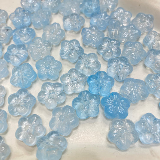 GB 2114 light blue flower glass bead ( 1 pc )