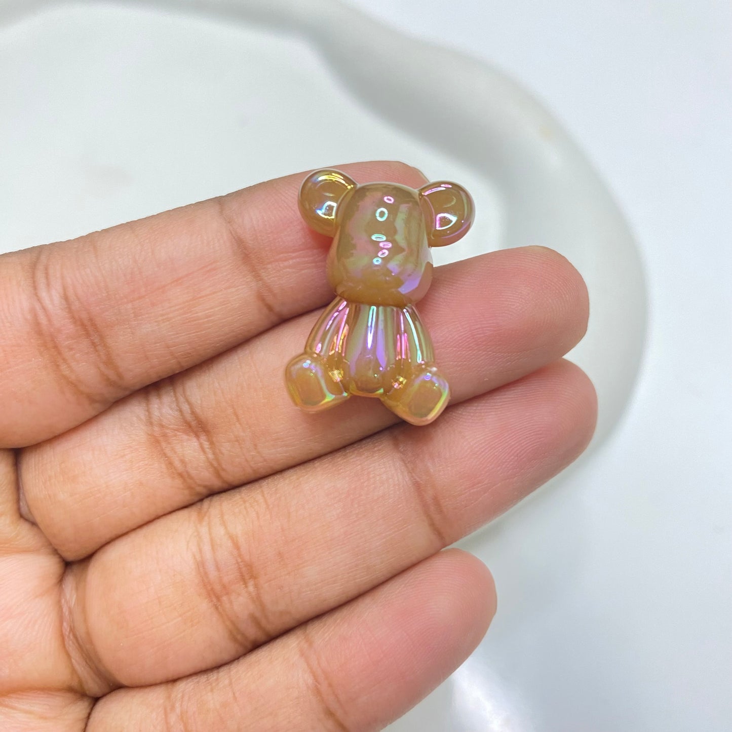 AC 1777 Luminous Bear uv plated shiny irrediscent Acrylic bead ( 1 pc )