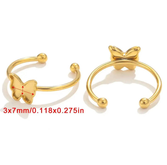 RB 922 Butterfly stainless steel gold ring - per piece