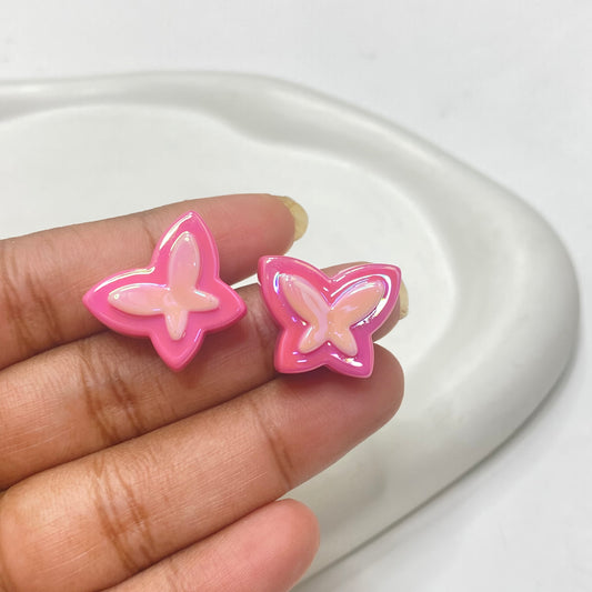 AC 1272 pink shiny butterfly Acrylic bead- per piece