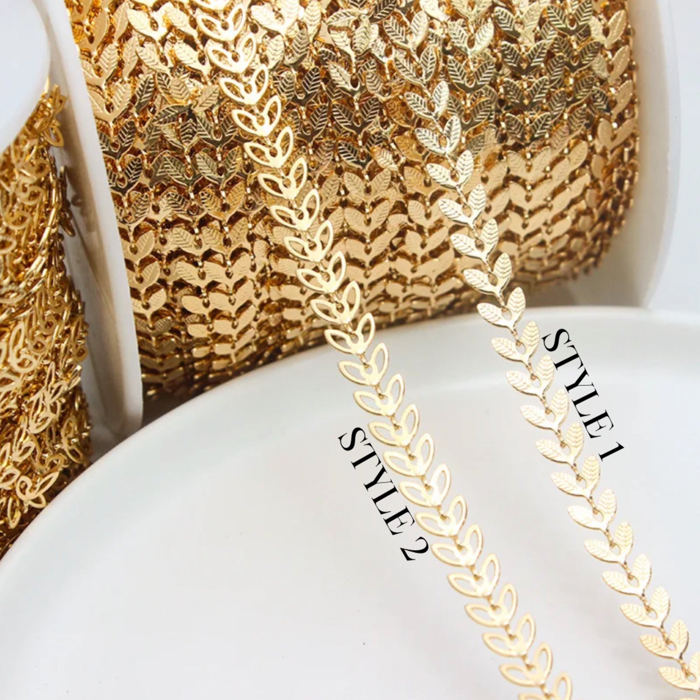 14k gold plated leaf chain style 1 - Anti tarnish