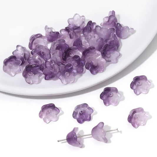 GB 605 dual tone purple flower glass bead ( 1 pc )