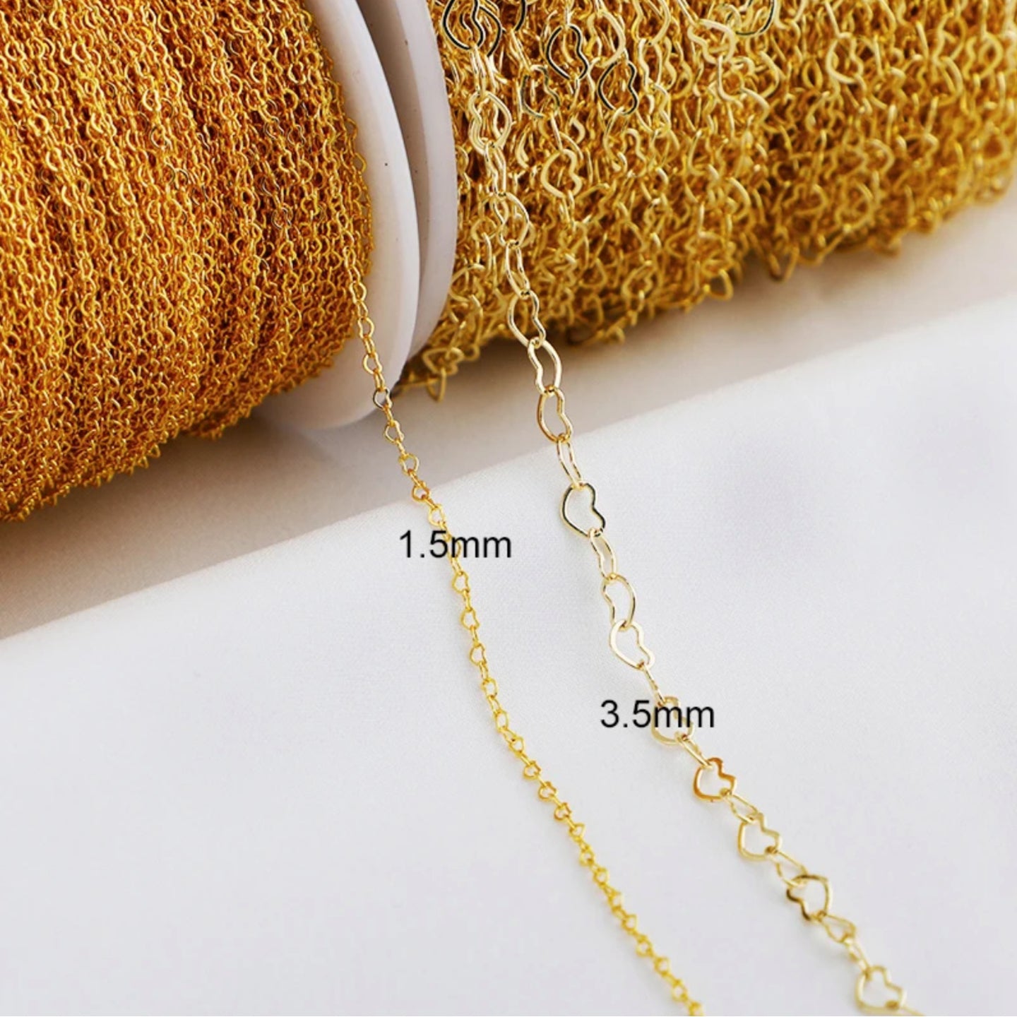 14k gold plated heart chain - per feet - Anti tarnish