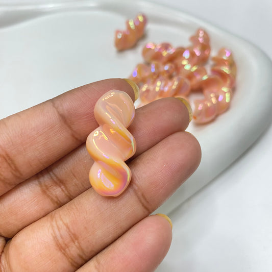 AC 1134 peach Swirl iridescent Acrylic bead - per piece