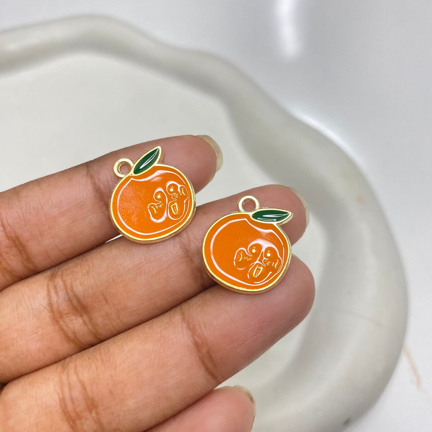 EC 2137 Orange Fruit enamel charm ( 1 pc )