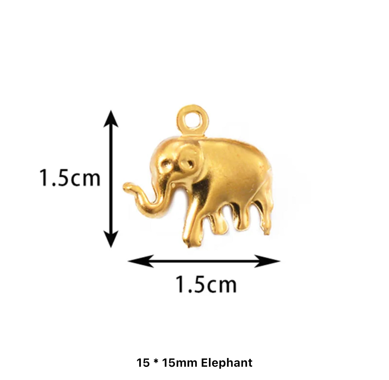 SS 1302 Elephant charm 18k gold plated stainless steel - per piece - anti tarnish