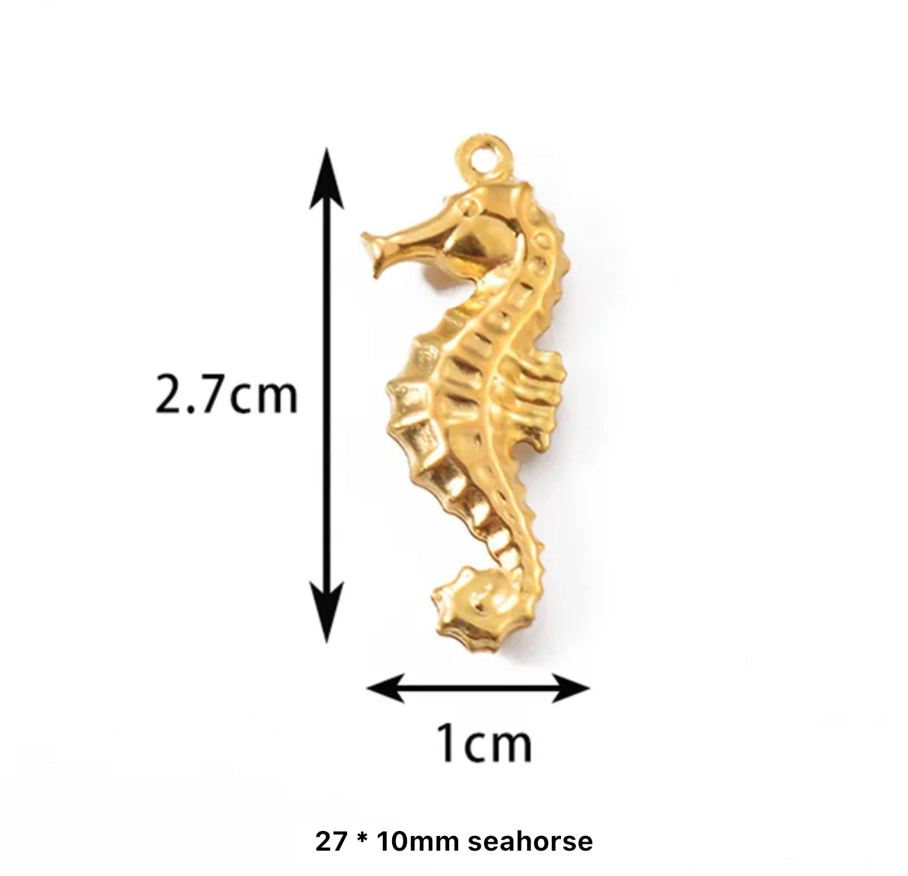 SS 1301 Sea horse charm 18k gold plated stainless steel - per piece - anti tarnish