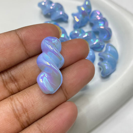 AC 1131 Blue Swirl iridescent Acrylic bead - per piece