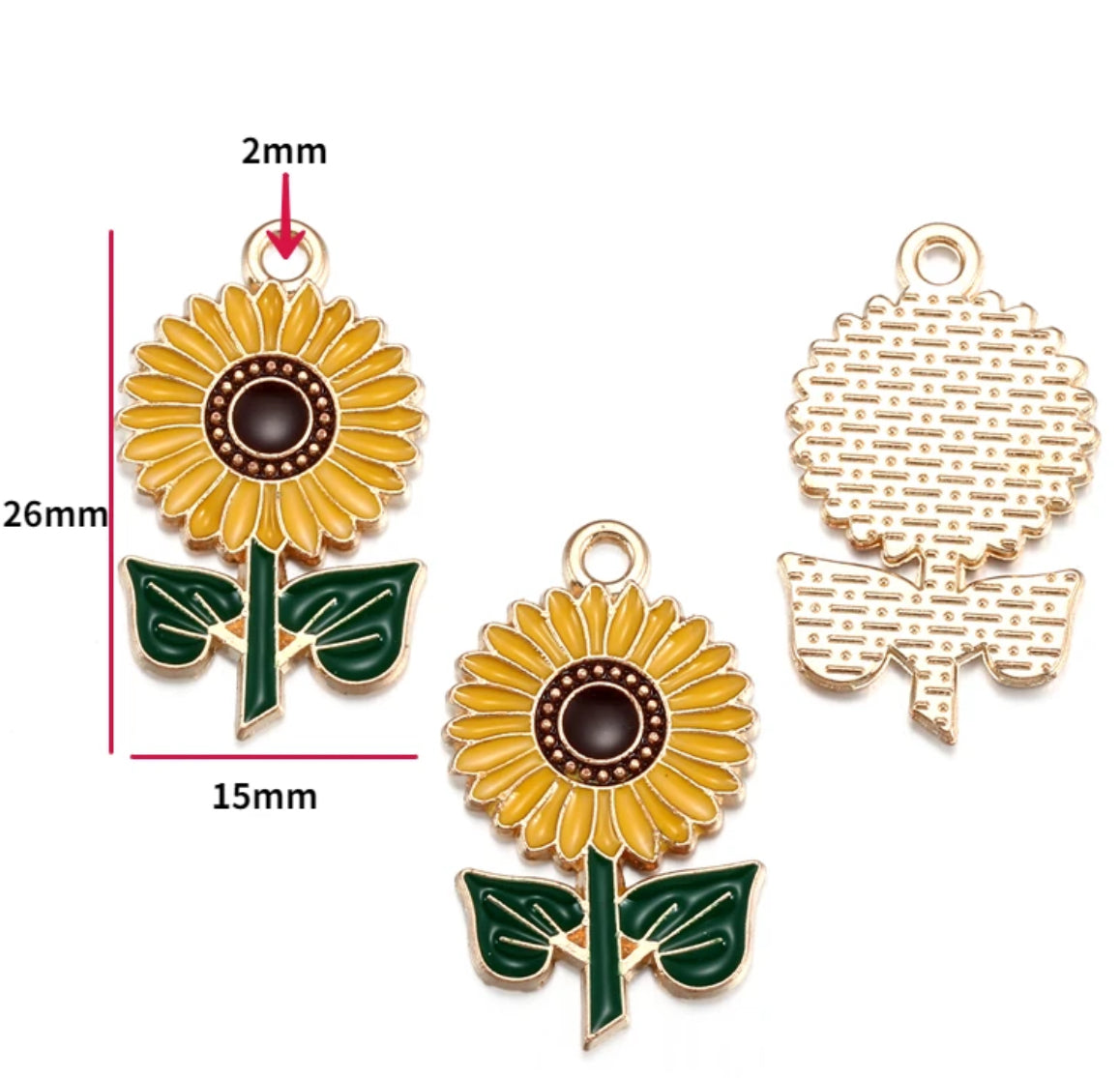 EC 1859 Sunflower enamel charm ( 1 pc )