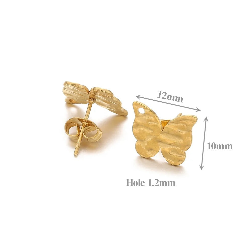 SS 1186 - Butterfly stud - 18k gold plated stainless steel - per pair - anti tarnish