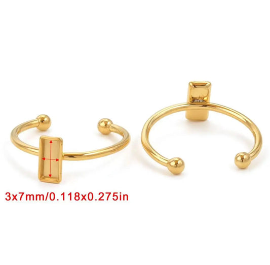 RB 916 long Rectangle stainless steel gold ring - per piece