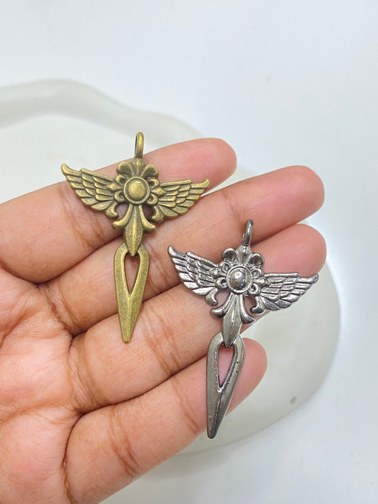 MC 2326 Angel wings cross charm ( 1 pc )