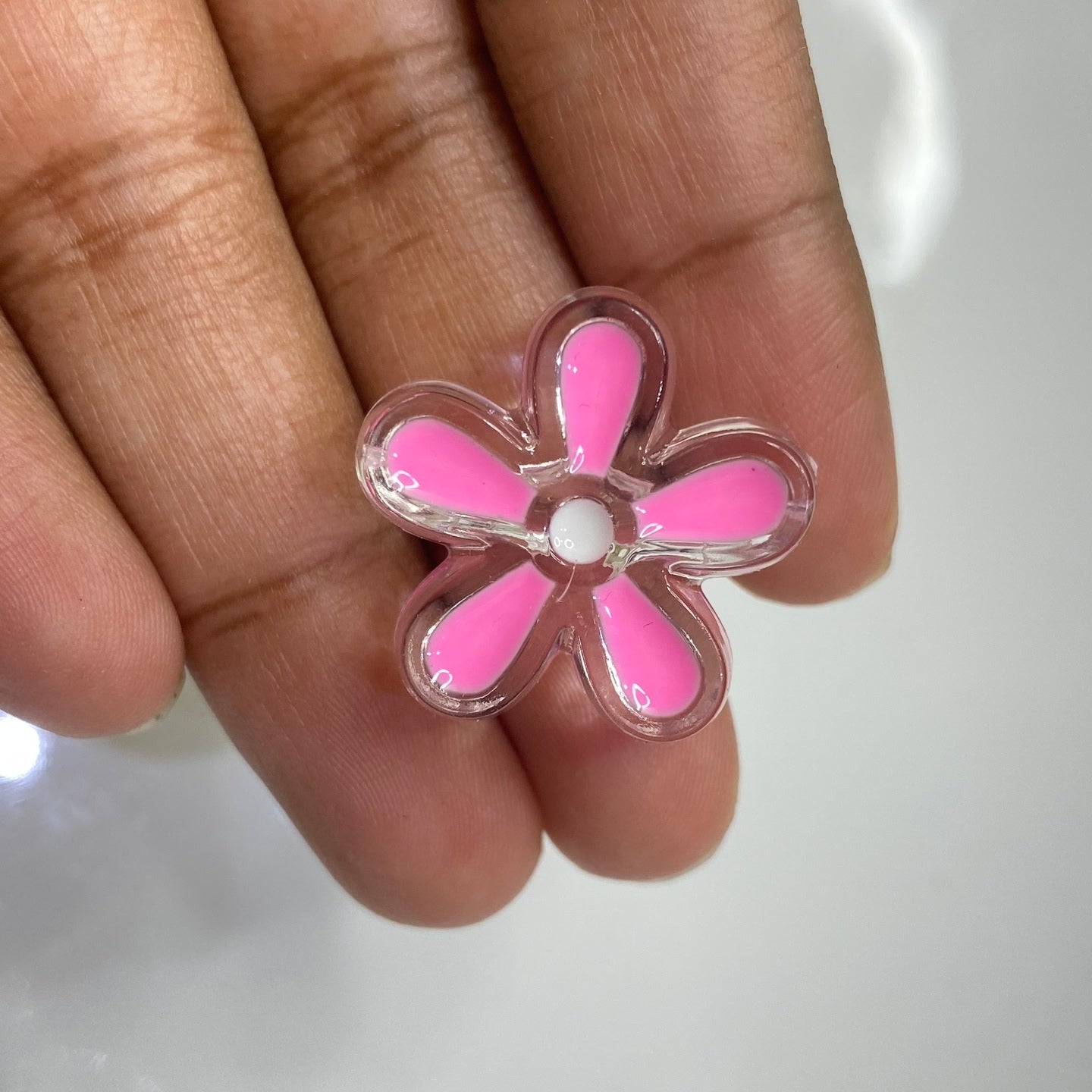 A739 Pink flower bead - per piece