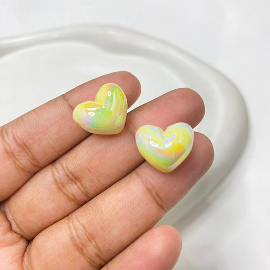 AC 1488 Heart rainbow uv plated shiny irrediscent Acrylic bead- per piece