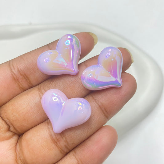 AC 1283 purple shiny irrediscent heart Acrylic bead- per piece