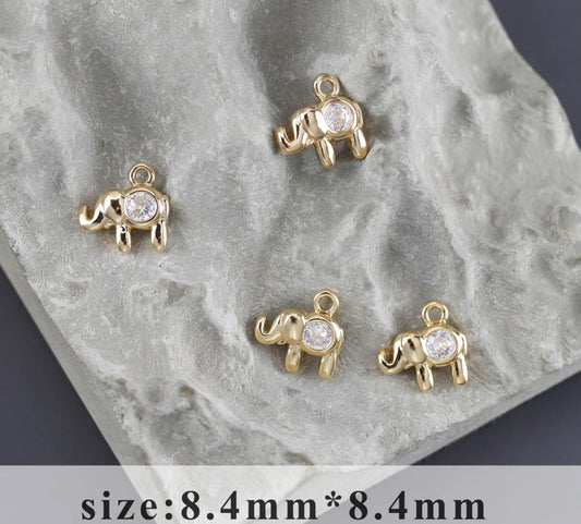 CZ 1234 Tiny elephant 18k gold plated charm - per piece- anti tarnish