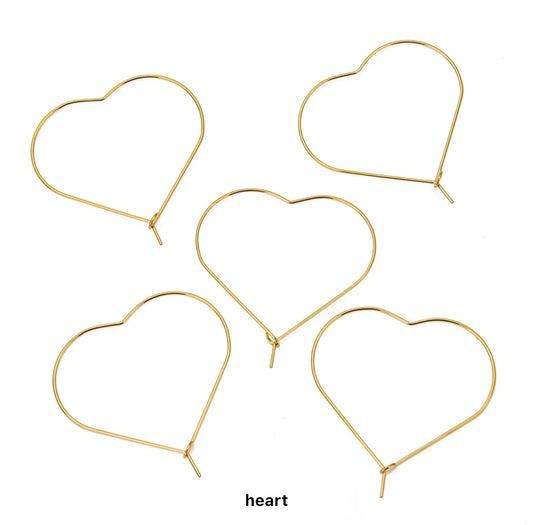 SS 1153 - Heart Hoops 18k gold plated stainless steel - per pair - anti tarnish