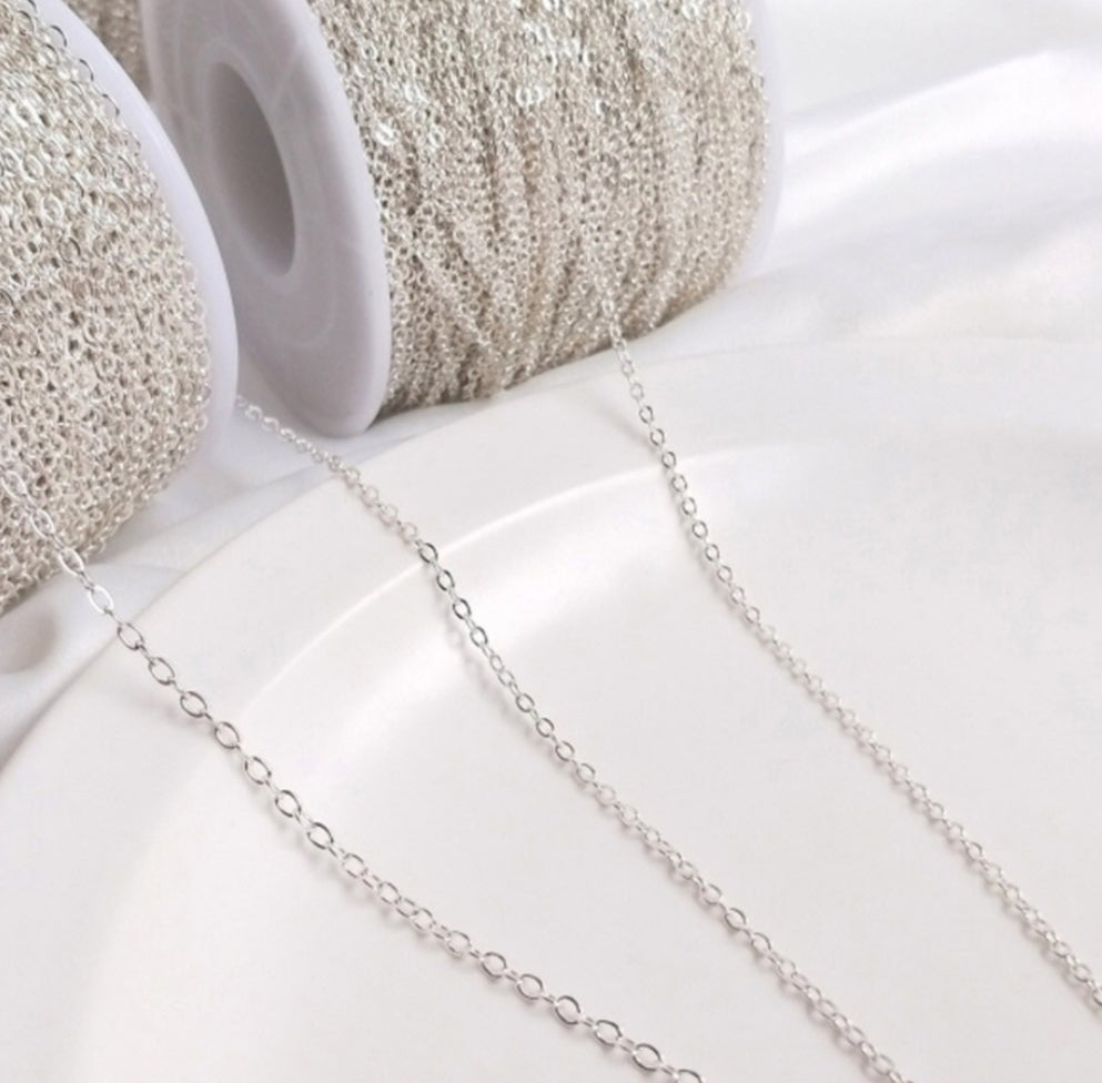 Silver plated dainty chain ( 1 feet ) Anti tarnish