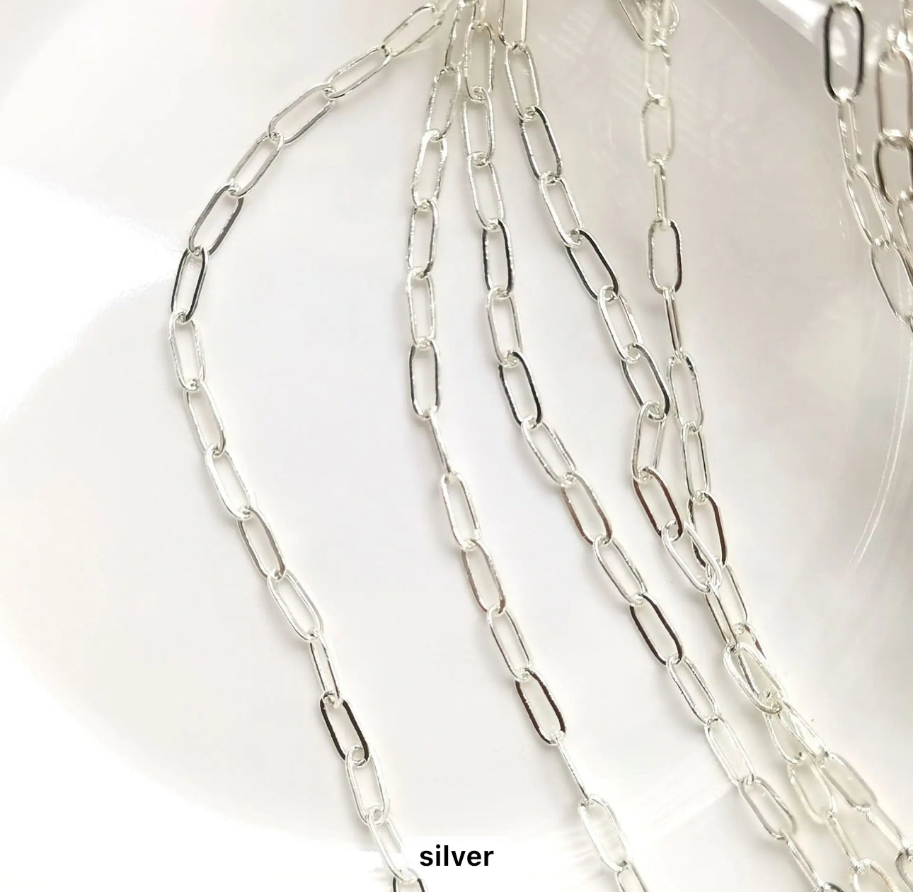 Paper clip silver plated chain ( 1 feet ) Anti tarnish