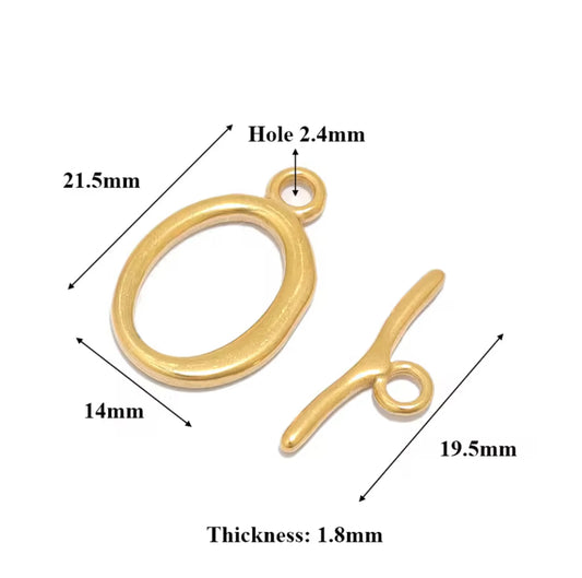 SS 2350 Oval OT toggle clasp 18k gold plated Stainless steel ( 1 pc ) Anti tarnish