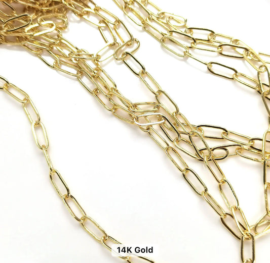 Paper clip 14k gold plated chain ( 1 feet ) Anti tarnish