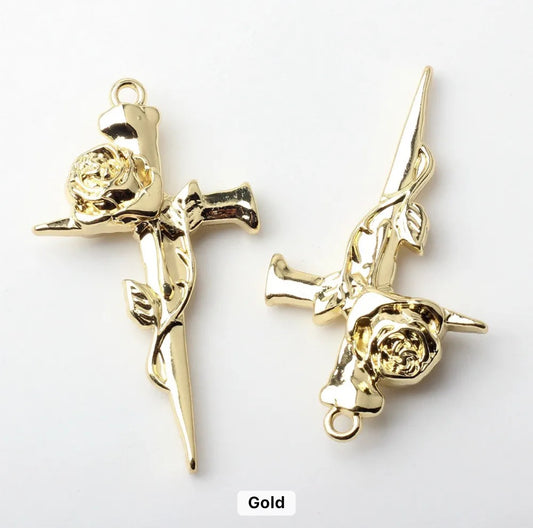 GP 1248 - Cross with gold plated charm - per piece - anti tarnish