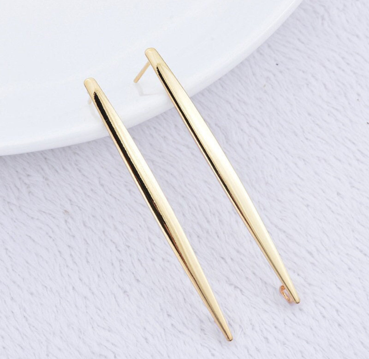 GP 1512 -  14k gold plated long stud ( 2 pc ) - anti tarnish