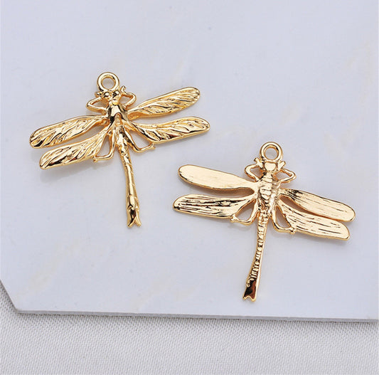 CZ 1126 - Dragonfly gold plated pendant - per piece