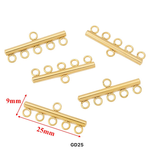 SS 1267 - 5 loops charm 18k gold plated stainless steel - per piece - anti tarnish