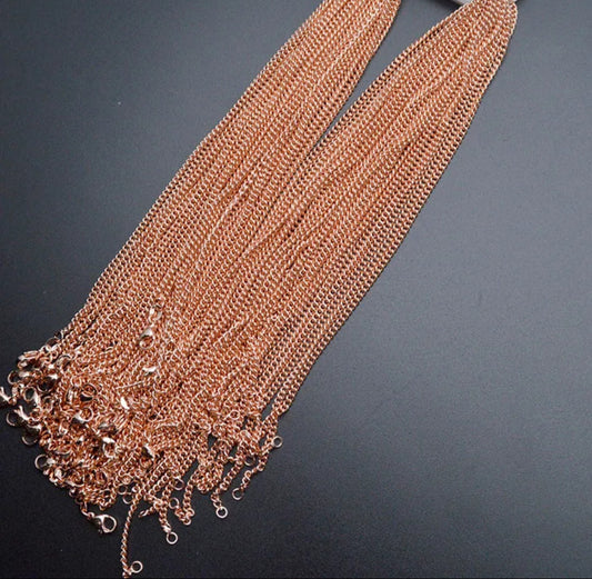 3mm Box chain rose gold plated ready chain ( 1 pc ) - anti tarnish