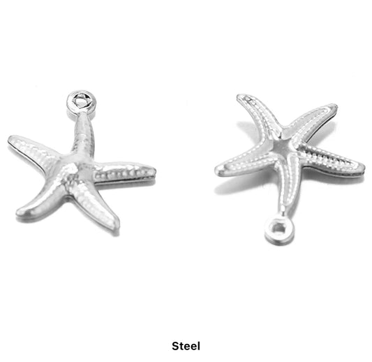 SS 1266 - star fish charm silver plated stainless steel - per piece - anti tarnish