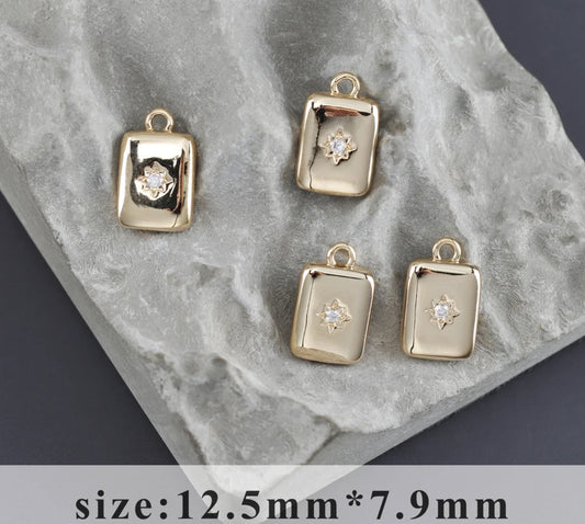 CZ 1237 rectangle 18k gold plated charm - per piece- anti tarnish